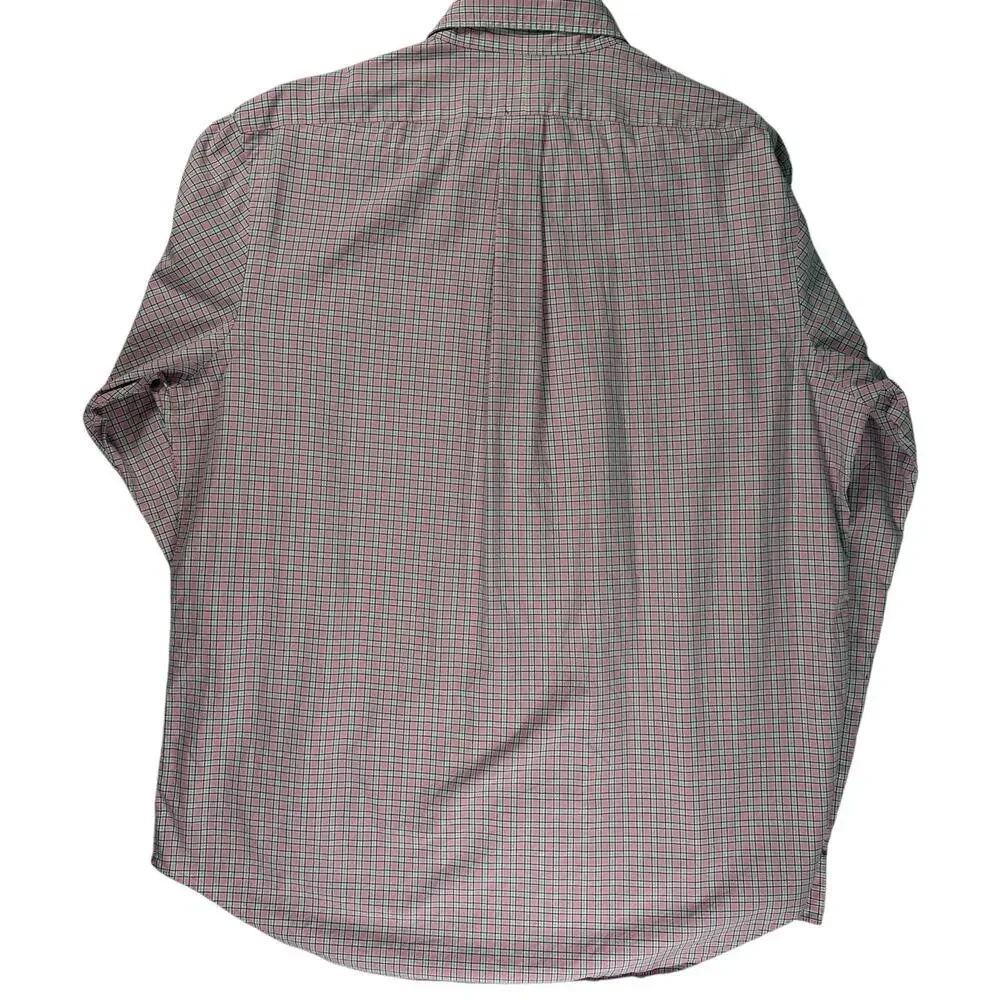 Ralph Lauren Pink Plaid Long Sleeve Button Down Collared Dress Shirt Cotton Sz L